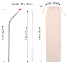 Stainless Steel Reusable Drinking Straws (4PCS Straws+Cleaning Brush+Bag)